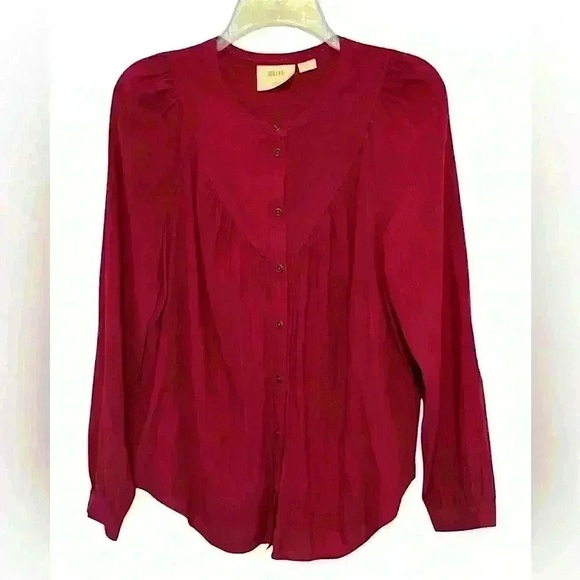 Anthropologie Maeve Avignon Button Down Top Pink Fuchsia Size S - Picture 1 of 6